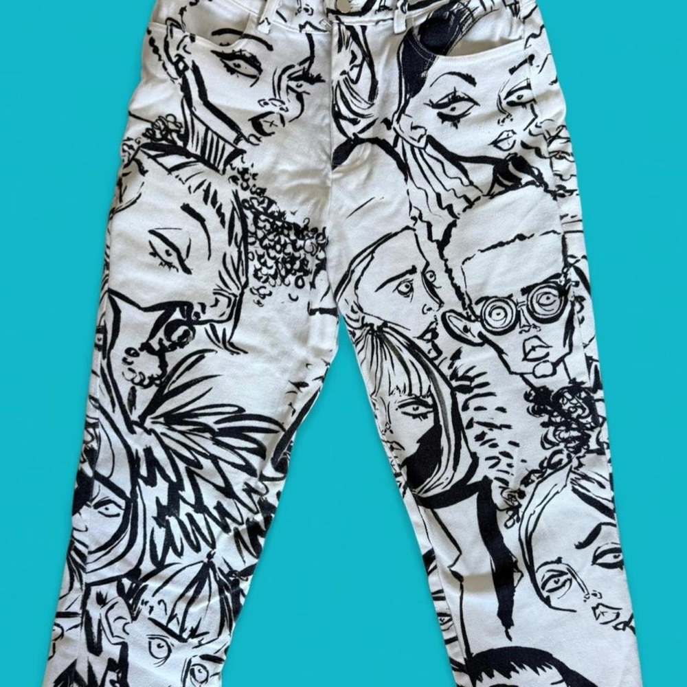 Women's Graphic Print Cropped Jeans